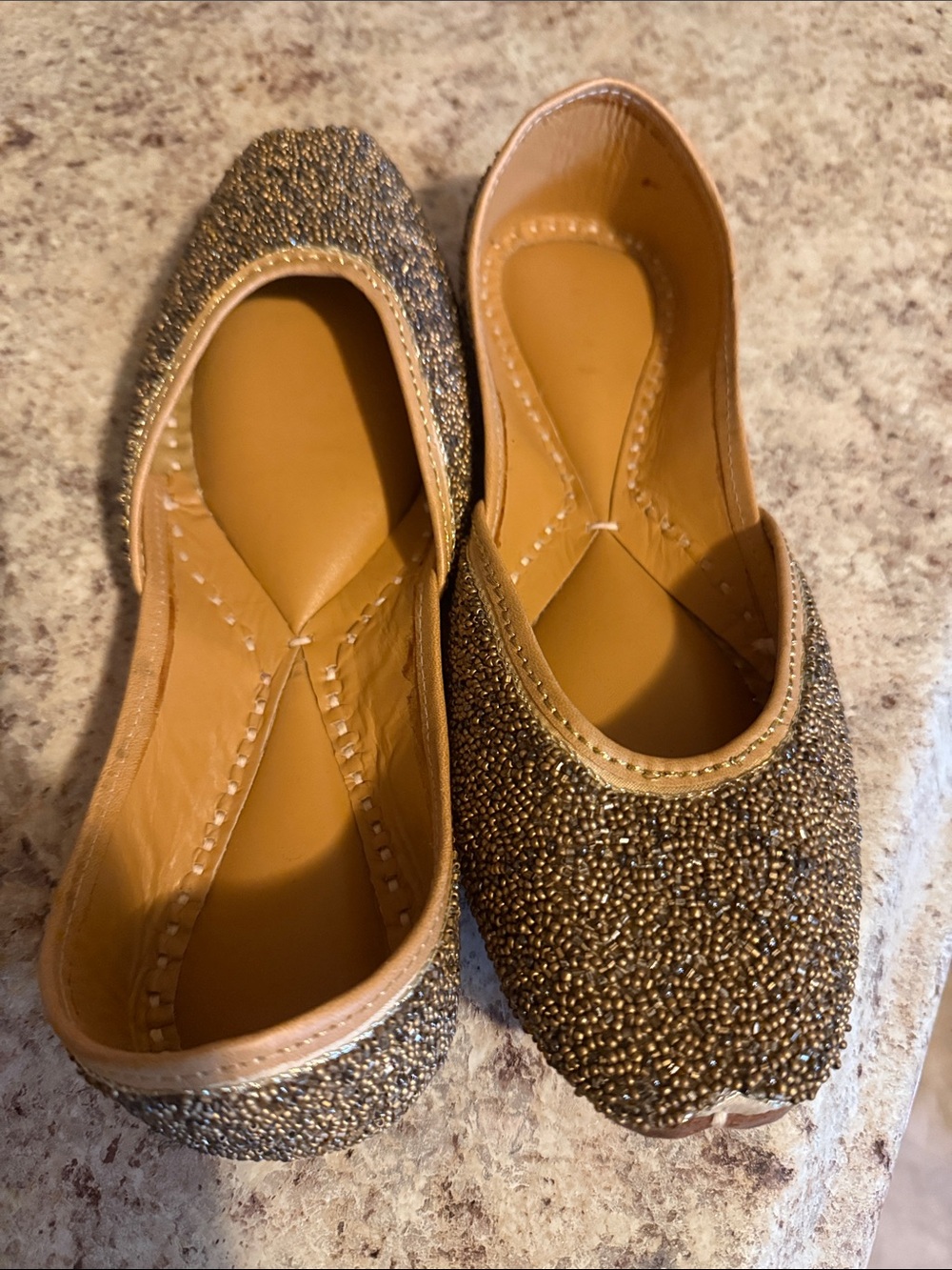 New Embellished Gold Women's Flats